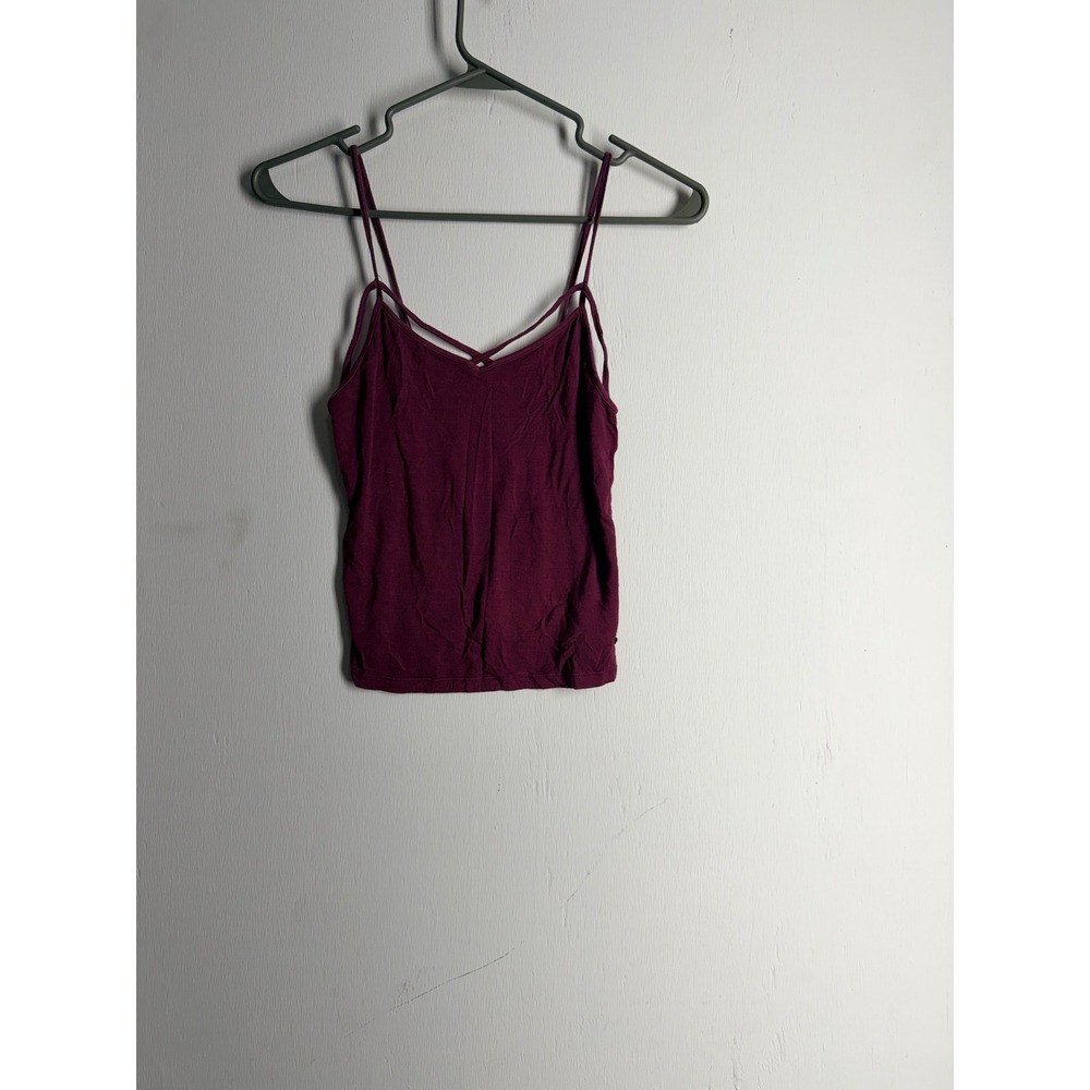 American Eagle Soft & Sexy Tank Top Burgundy Maroon Double Strap Cami XS